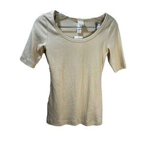 NWT Basic Ribbed Knit Shirt‎ Shot Sleeves Small